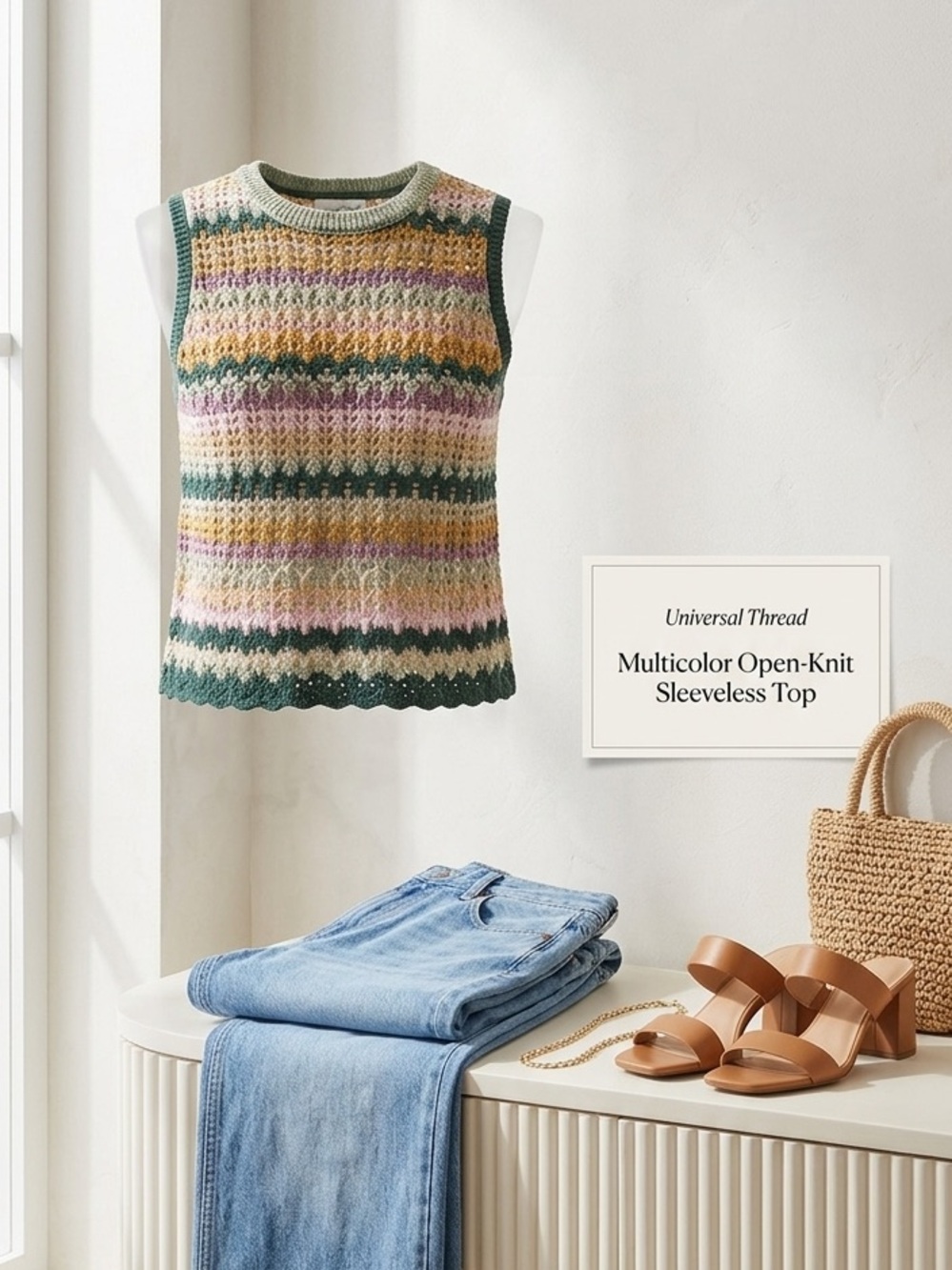 Multicolor Fun Knit Sleeveless Top - Picture 1 of 5